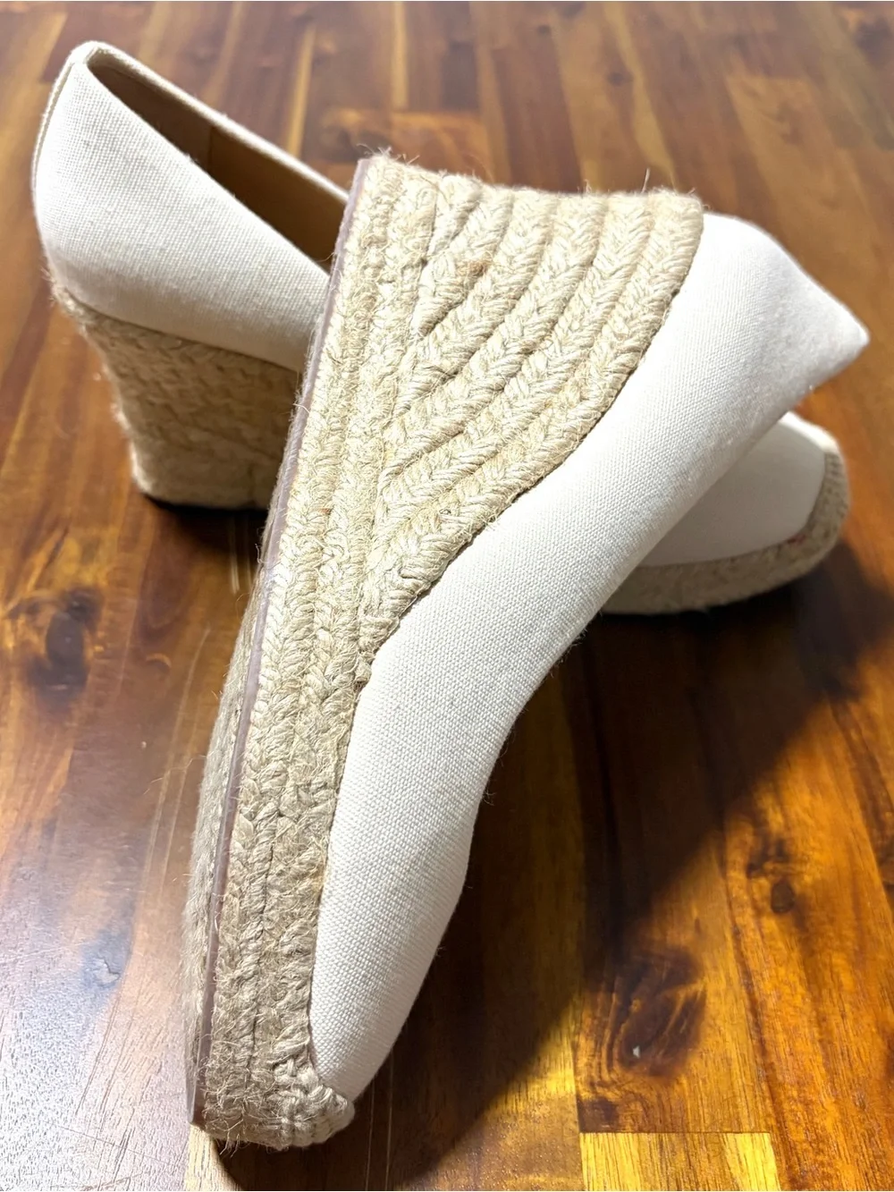 J. Crew Cream Canvas Espadrille Flats , natural fabric and genuine leather.